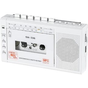 مشغل شريط كاسيت ومسجل محمول مع راديو AM FM، مؤشر طاقة LED، محمول، مكبر صوت عالٍ، ميكروفون، مقبس سماعة أذن 3.5 مم، مدعوم ببطاريات AC أو C للهدايا، المنزل in Kuwait