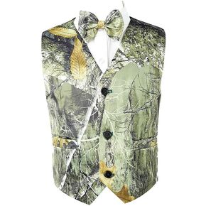 Boys' Bean Green Camouflage Vest with Matching Bowtie 3-Button Outerwear for Parties Special Occasions in Saudi Arabia