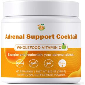 Adrenal Support Cocktail Powder – Adrenal Boost Drink Mix, Whole Food Vitamin C + Potassium Bicarbonate & Sea Salt, 8.5 oz – Mix in 8–16 oz Water, Coconut Water or Beverage in Saudi Arabia
