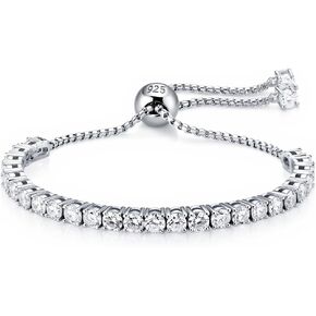 سوار تنس مويسانيتي للنساء، سوار تنس مويسانيتي قابل للتعديل 2 مم / 2.5 مم / 3 مم / 4 مم D اللون VVS1 قطع دائري 925 فضة استرلينية، هدية مجوهرات فاخرة لعيد ميلادها، الذكرى السنوية، عيد الميلاد in Kuwait