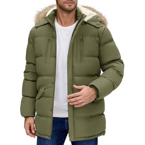 Men's Long Winter Coat Warm Thicken Water Resistant Jacket Fleece Windproof Parka Coat with Detachable Hood in Saudi Arabia