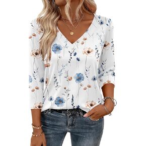 Zeagoo 3/4 Length Sleeve Womens Tops V Neck Shirt Dressy Casual Blouse Basic Tshirts 2026 Fashion Clothing S-2XL in Saudi Arabia