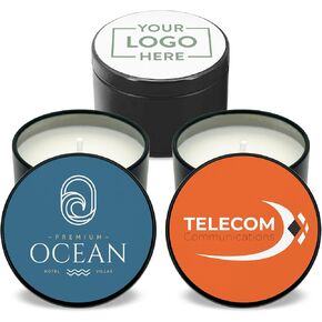 Custom Candles, Personalized Candles - 10 Quantity - $2.95 Each - Bulk Candles Promotional Product/Bulk with Your Logo/Customized (Set of 10) (Black Tin), 9512000-CORP in Saudi Arabia