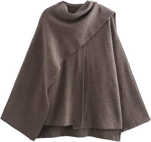 WOWULOVELY Women's Winter Oversized Scarf Jacket Shawl Wraps Knit Long Sleeve Button Peacoat Coat Sweater Cardigan in Saudi Arabia