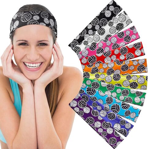 Volleyball and Soccer Headbands Set - 10 Pieces Team Headbands for Girls, Teens, Women, Adults, and Kids (Volleyball Pattern) in Saudi Arabia