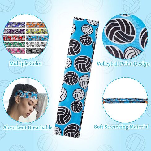 Volleyball and Soccer Headbands Set - 10 Pieces Team Headbands for Girls, Teens, Women, Adults, and Kids (Volleyball Pattern) in Saudi Arabia