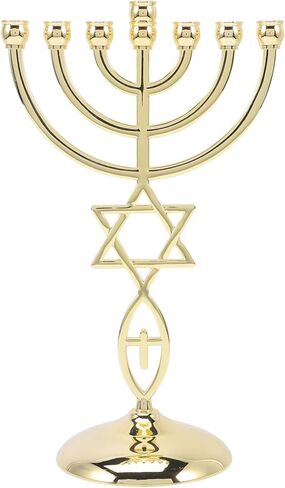 حامل شموع القدس الذهبي حامل شموع مينورا 7 فروع يهودية تقليدية يهودية شمعدان شمعدان حامل لديكور المنزل الديني الروحي in Kuwait