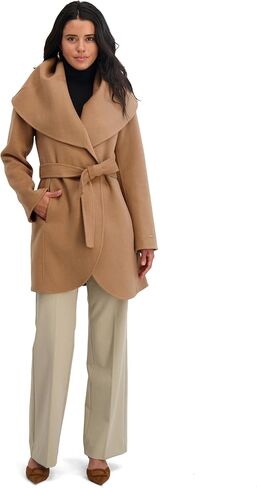 TAHARI womens Double-faced Luxury Soft Wool Blend Peacoat Removable Belt Wool Coat Oversized Collar in Saudi Arabia