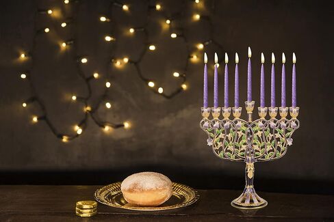 Ner Mitzvah Tree of Life Hanukkah Menorah, Fits All Standard Chanukah Candles, Modern Jeweled Candle Menorahs for Chanukah - Multicolored in Saudi Arabia