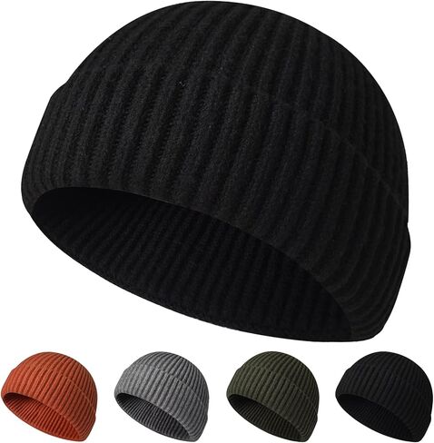 Fisherman Beanie for Men Women, Unisex Skullcap Trawler Short Knit Beanie Swag Hat Warm Winter Hat in Saudi Arabia