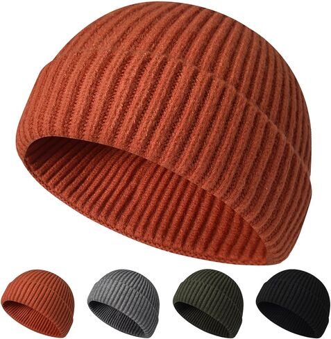 Fisherman Beanie for Men Women, Unisex Skullcap Trawler Short Knit Beanie Swag Hat Warm Winter Hat in Saudi Arabia
