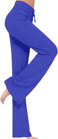 Aniywn سراويل اليوغا للنساء تمتد فضفاضة عادية واسعة الساق صالة بنطلون Bootcut مضيئة طماق الرباط تجريب السراويل in Kuwait