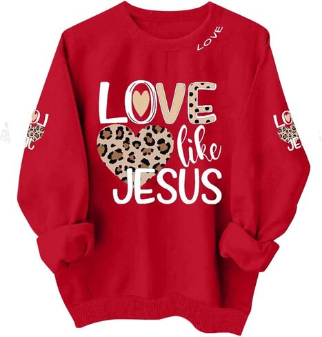 LRMQS قمصان عيد الحب للنساء كم طويل مضحك هدايا عيد الحب القلب الجرافيك Crewneck بلوزات الحب سترة القمم in Kuwait