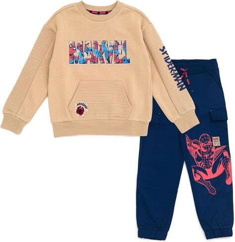 Marvel Spider-Man Fleece Sweatshirt and Twill Jogger Pants Outfit Set Toddler to Big Kid Sizes (2T - 10-12) in Saudi Arabia