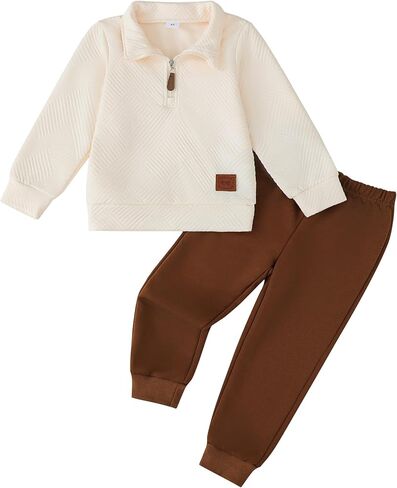 Rosibel Toddler Boy Clothes Outfits Long Sleeve Solid Sweatshirt and Pants 2 Piece Boys Fall Winter Sweatsuit Set 2-8T in Saudi Arabia