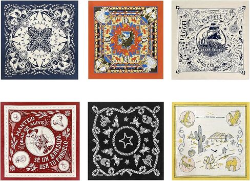 باندانا غربية للرجال والرجال، مقاس 55.88 سم × 55.88 سم، باندانا قطنية للنساء من الإكسسوارات الغربية، مجموعة من 6 قطع in Kuwait