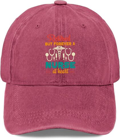 Retired but Forever a Nurse at Heart Sun hat USA Cowboy hat Mens hat Gifts for Daughter Golf Hat Wine Red in Saudi Arabia