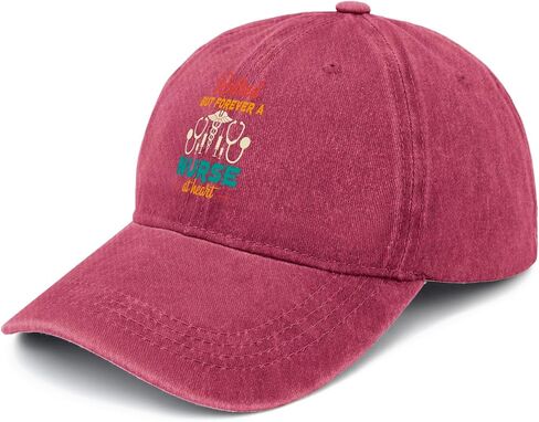 Retired but Forever a Nurse at Heart Sun hat USA Cowboy hat Mens hat Gifts for Daughter Golf Hat Wine Red in Saudi Arabia