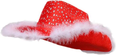 Christmas Cowboy Hat Trendy Cap Star Pattern for Party Favor Dancing Performance in Saudi Arabia