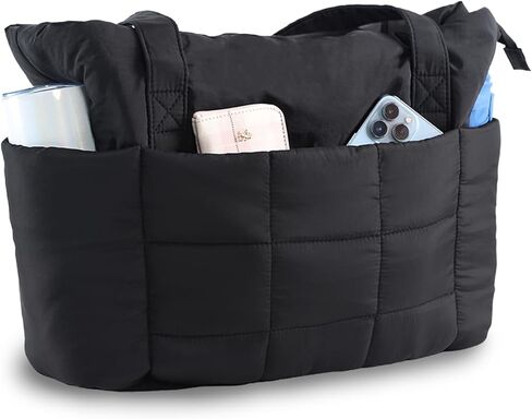 U+U Puffer Tote Bag for Women, Quilted 16" Laptop Work Tote with Yoga Mat Strap & Luggage Sleeve for Travel Gym in Saudi Arabia