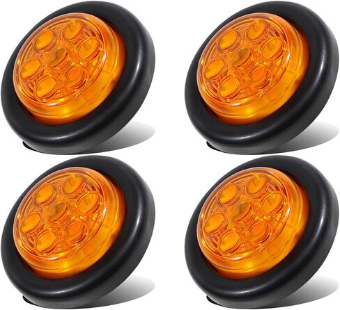 2 Inch Amber LED 12V DC Round Side Marker Beehive Cone Lights Trailer for Truck Lorry Cabin Bus Pickup with Rubber Grommets OL12 [Pack of 7] in Kuwait