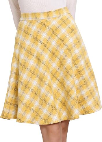 Allegra K Women's Plaids Vintage Tartan Elastic Waist Knee Length A-Line Skirt in Saudi Arabia