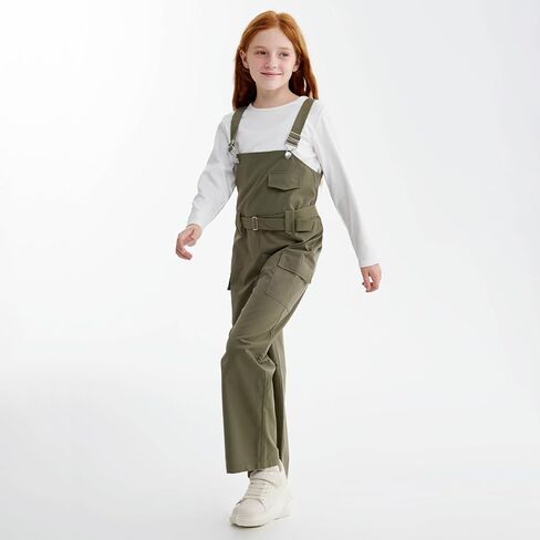 Girls Long Sleeve Top and Cargo Jumpsuit Set Casual Long Pants with Pockets 2 Pieces Outfits in Kuwait