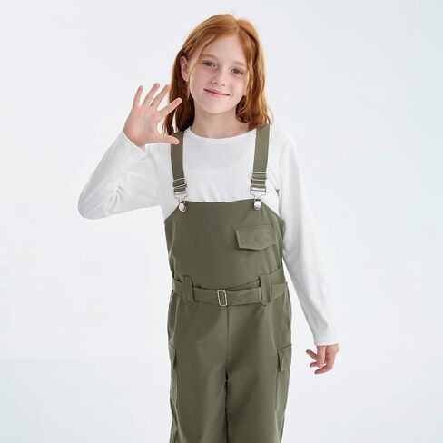 Girls Long Sleeve Top and Cargo Jumpsuit Set Casual Long Pants with Pockets 2 Pieces Outfits in Kuwait