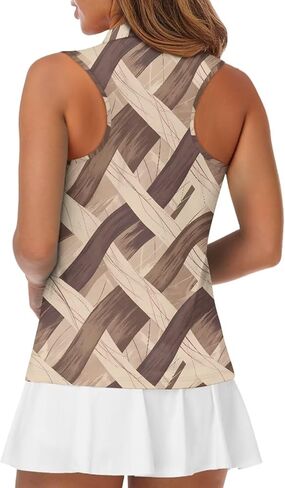 Irisjudy Women Sleeveless Golf Polo Shirts Pink Sea Turtle Quick Dry V Neck Tennis Tops Retro Flower Bird Zip Workout Shirts in Saudi Arabia