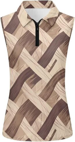Irisjudy Women Sleeveless Golf Polo Shirts Pink Sea Turtle Quick Dry V Neck Tennis Tops Retro Flower Bird Zip Workout Shirts in Saudi Arabia
