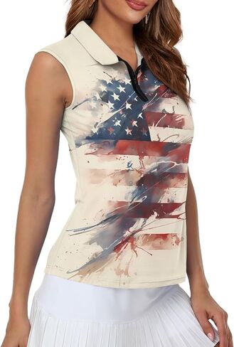Irisjudy Women Sleeveless Golf Polo Shirts Pink Sea Turtle Quick Dry V Neck Tennis Tops Retro Flower Bird Zip Workout Shirts in Saudi Arabia