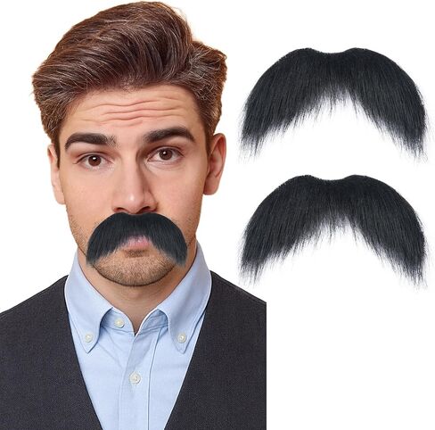 Yan Dream 2pcs/Pack Fake Mustache for Men Self Adhesive Handerbar Fake Beard Novelty Stick On Fake Mustaches in Saudi Arabia