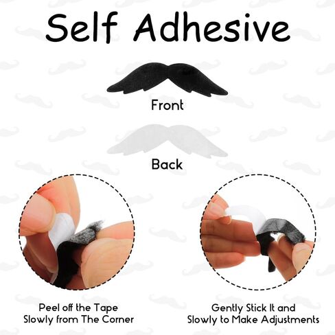Fake Mustache 60Pcs Black Mustaches Self Adhesive Fake Moustache Novelty Fake Beard Facial Hair Mustach for Adult in Saudi Arabia