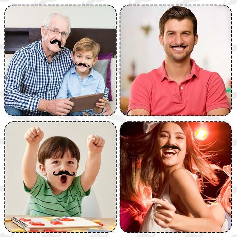 Fake Mustache 60Pcs Black Mustaches Self Adhesive Fake Moustache Novelty Fake Beard Facial Hair Mustach for Adult in Saudi Arabia