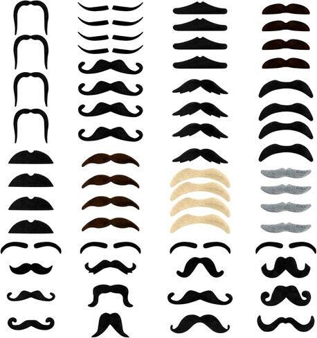 Fake Mustache 60Pcs Black Mustaches Self Adhesive Fake Moustache Novelty Fake Beard Facial Hair Mustach for Adult in Saudi Arabia