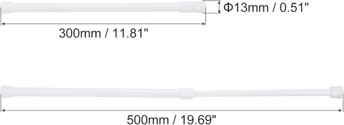 uxcell Tension Curtain Rod, Adjustable 12 to 20 Inches, 0.39" Dia White Spring Tension Rod No Drilling Expandable Tension Rod for Doorway, Kitchen in Saudi Arabia