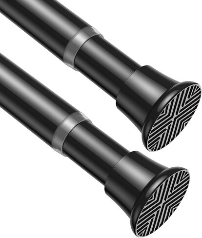 Tension Rod 30-76 Inch - 1pack Spring Loaded Curtain Rods, Black Tension Curtain Rod Expandable Curtain Rods Tension Adjustable Rod Without Drilling, Tension Rods For Bathroom Doorway Window in Kuwait