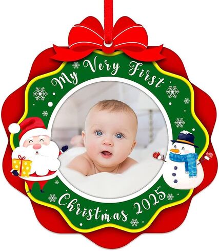 SICOHOME Babys First Christmas Ornament 2025 - My Very First Christmas Picture Frame Ornament Acrylic Newborn Baby 1st Christmas Ornament Photo Frame Girl Boy for Son Daughter Grandson Granddaughter in Saudi Arabia
