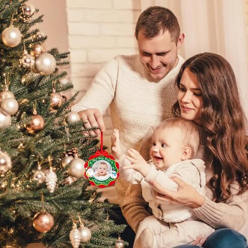 SICOHOME Babys First Christmas Ornament 2025 - My Very First Christmas Picture Frame Ornament Acrylic Newborn Baby 1st Christmas Ornament Photo Frame Girl Boy for Son Daughter Grandson Granddaughter in Saudi Arabia