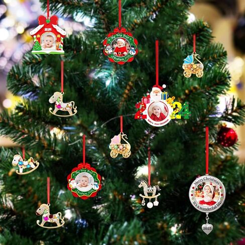 SICOHOME Babys First Christmas Ornament 2025 - My Very First Christmas Picture Frame Ornament Acrylic Newborn Baby 1st Christmas Ornament Photo Frame Girl Boy for Son Daughter Grandson Granddaughter in Saudi Arabia