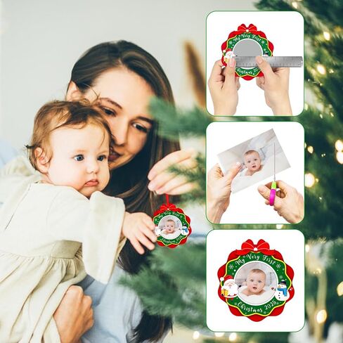 SICOHOME Babys First Christmas Ornament 2025 - My Very First Christmas Picture Frame Ornament Acrylic Newborn Baby 1st Christmas Ornament Photo Frame Girl Boy for Son Daughter Grandson Granddaughter in Saudi Arabia
