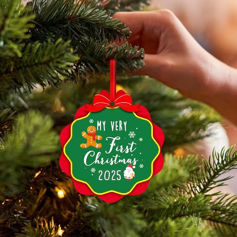 SICOHOME Babys First Christmas Ornament 2025 - My Very First Christmas Picture Frame Ornament Acrylic Newborn Baby 1st Christmas Ornament Photo Frame Girl Boy for Son Daughter Grandson Granddaughter in Saudi Arabia