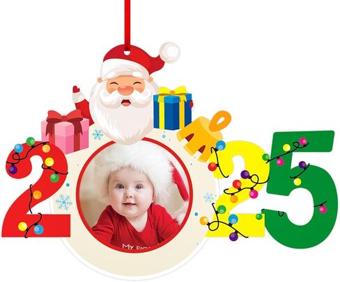 SICOHOME Babys First Christmas Ornament 2025 - My Very First Christmas Picture Frame Ornament Acrylic Newborn Baby 1st Christmas Ornament Photo Frame Girl Boy for Son Daughter Grandson Granddaughter in Saudi Arabia