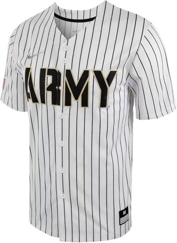 قميص بيسبول Army Black Knights Pinstripe بأزرار كاملة للرجال من Nike - أبيض/أسود in Kuwait
