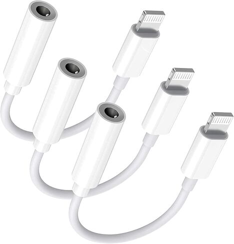 Lightning to 3.5 mm Headphone Jack Adapter, [Apple MFi Certified] 3 Pack iPhone 3.5mm Headphones/Earphones Aux Audio Dongle Adapter Compatible for 14 13 12 11 XS XR X 8 7, Support All iOS in Saudi Arabia