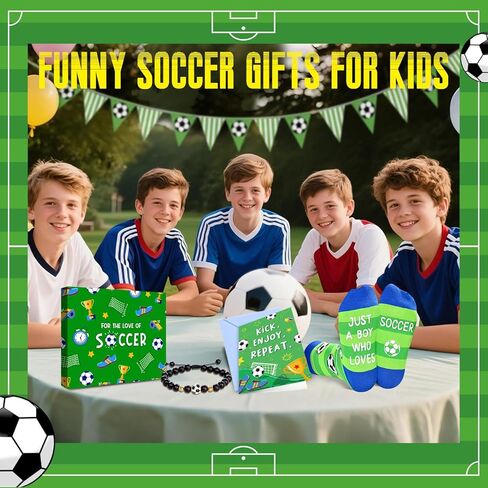 هدايا كرة القدم HAPPYPOP للأولاد والأطفال - أساور للأولاد، جوارب كرة القدم مع بطاقة تهنئة، هدايا ابن حفيد ابن أخي غودسون، حشو للجوارب in Kuwait