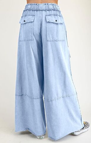 loveimgs Women 2025 Baggy High Waisted Wide Leg Cargo Pants Pockets Y2k Utility Pants Palazzo Sweatpants Slacks Trousers in Saudi Arabia