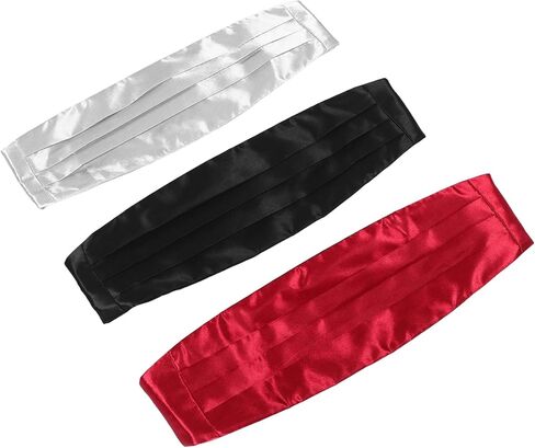 3pcs Men's Adjustable Cummerbund and Bow Tie Stylish Formal Tuxedo Accessory for Weddings and Events Breathable Durable Design Black Silver in Saudi Arabia