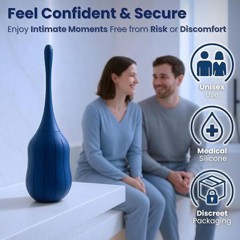 الحقن الشرجية الشرجية للرجال والنساء ✮ضمان مدى الحياة✮ لمبة حقنة شرجية من السيليكون، حقن شرجية مضادة للتدفق العكسي لتنظيف القولون مع فوهة قابلة للانحناء - مجموعة Enama قابلة لإعادة الاستخدام بوزن 10.5 أونصة للرجال والنساء مع مزلق وحقيبة in Kuwait