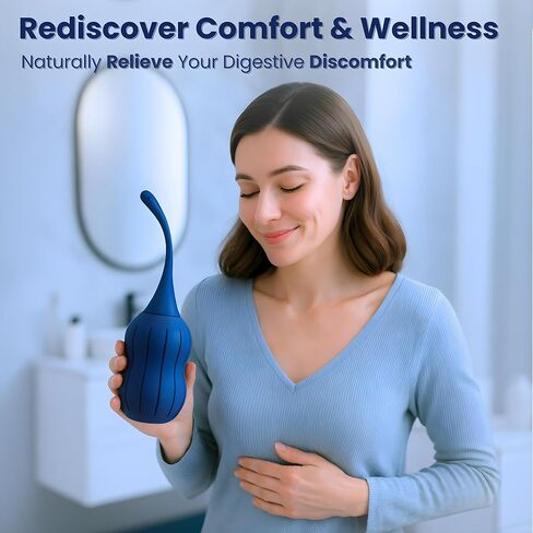 الحقن الشرجية الشرجية للرجال والنساء ✮ضمان مدى الحياة✮ لمبة حقنة شرجية من السيليكون، حقن شرجية مضادة للتدفق العكسي لتنظيف القولون مع فوهة قابلة للانحناء - مجموعة Enama قابلة لإعادة الاستخدام بوزن 10.5 أونصة للرجال والنساء مع مزلق وحقيبة in Kuwait